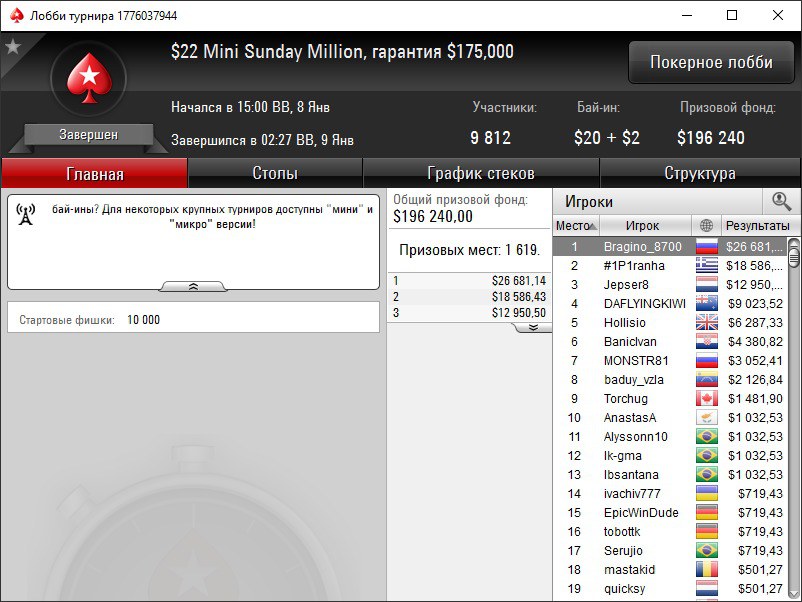 Bragino_8700 Mini Sunday Million