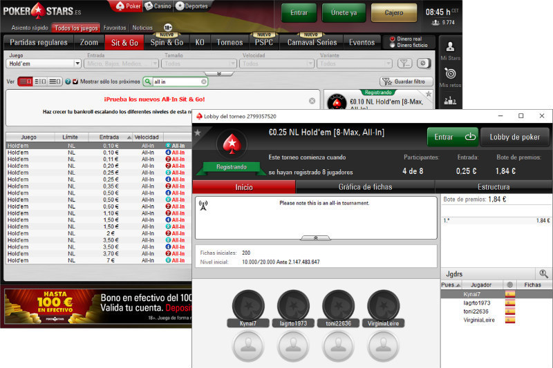 All-In Sit-&-Go Pokerstars All-In Sit-&-Go
