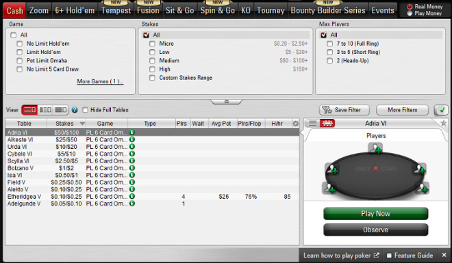 6-card omaha от pokerstars 6-card omaha